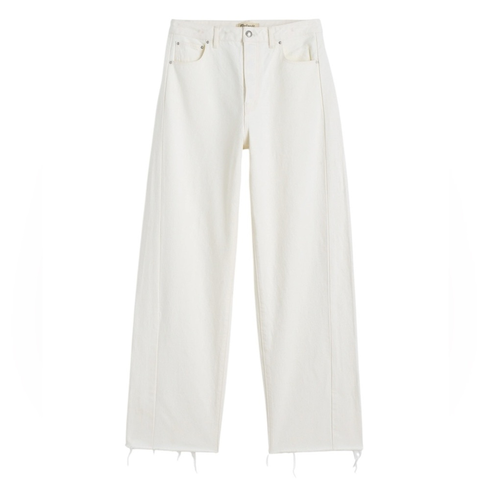 Madewell The Petite Curvy Pieced Barrel-Leg Jean in Tile White
